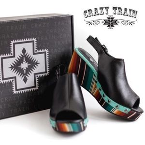 Crazy Train Black and Multicolor Wedges